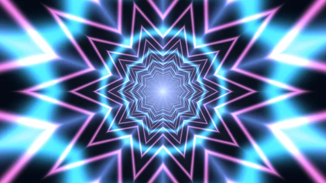 Neon starburst geometry in violet and cyan light — neon starburst wallpaper at 3840x2160