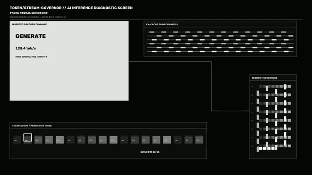 Token stream diagnostic grid in monochrome — diagnostic interface wallpaper at 3840x2160