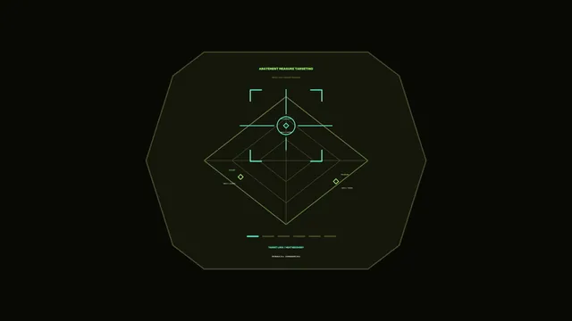 Geometric targeting display in green and black — targeting interface wallpaper at 3840x2160