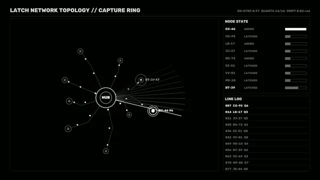 Monochrome Hub and Latch Network Diagram — network diagram wallpaper at 3840x2160