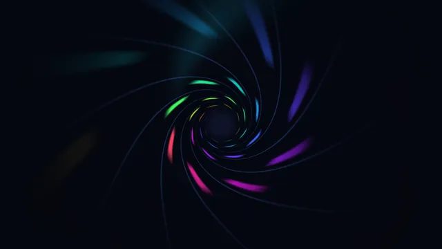 Neon spiral ribbons in deep negative space — abstract wallpaper at 3840x2160