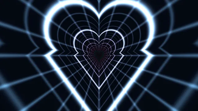 Luminous hearts in a receding geometric field — heart wallpaper at 3840x2160