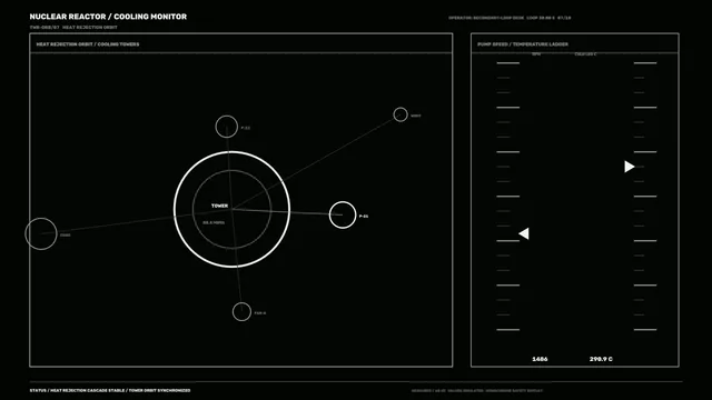 Monochrome Reactor Cooling Monitor Diagram — reactor wallpaper at 3840x2160