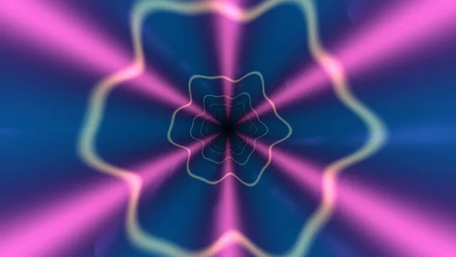 Magenta light paths around a floral geometric centre — abstract wallpaper at 3840x2160