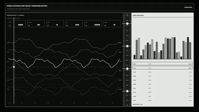 Pressure history dashboard with waveform traces — pressure history wallpaper at 3840x2160