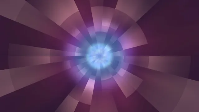 Violet radial geometry with a blue luminous centre — radial geometry wallpaper at 3840x2160