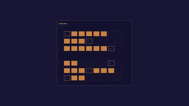 Meter bank grid in amber and midnight blue — meter bank wallpaper at 3840x2160