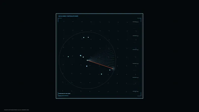 Particulate scope with radial smoke vectors — particulate diagram wallpaper at 3840x2160