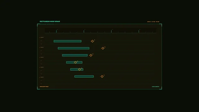 Rectilinear node sonar interface in teal and amber — sonar interface wallpaper at 3840x2160