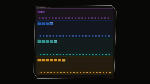 Diagnostic stream stack in geometric color bands — diagnostic interface wallpaper at 3840x2160
