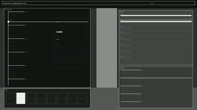 Drone battery interface in graphite and white — technical interface wallpaper at 3840x2160