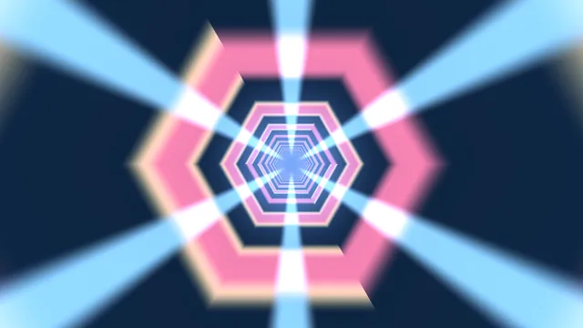 Pink Hexagonal Tunnel with Blue Light Rays — hexagonal tunnel wallpaper at 3840x2160