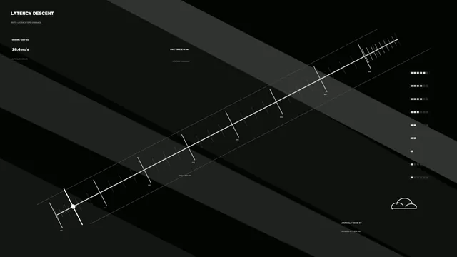 Monochrome descent corridor with orbital grid — monochrome wallpaper at 3840x2160