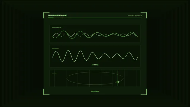 Green Orbital Frequency Interface on Black — orbital interface wallpaper at 3840x2160