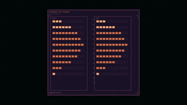 Power bus split dashboard in amber and violet — power bus wallpaper at 3840x2160