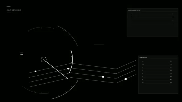 Monochrome orbital interface with measured lines — monochrome wallpaper at 3840x2160