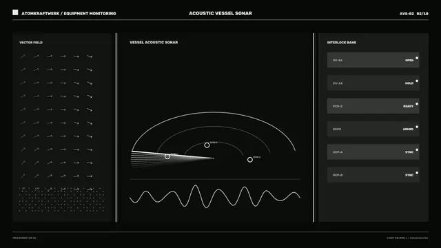 Acoustic sonar interface in black and white — sonar wallpaper at 3840x2160