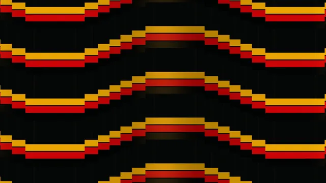 Pixel arches in amber and red on black — pixel art wallpaper at 3840x2160