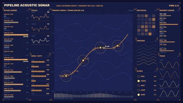 Pipeline sonar interface with signal route map — sonar interface wallpaper at 3840x2160