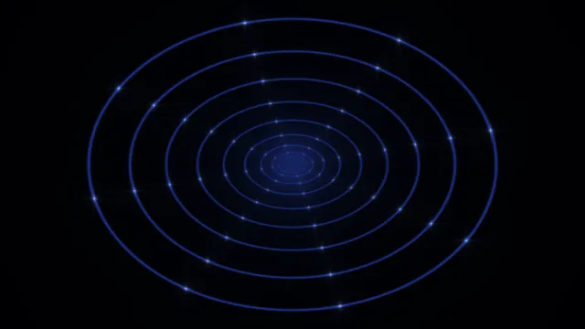 Blue orbital rings across a field of black — concentric rings wallpaper at 3840x2160
