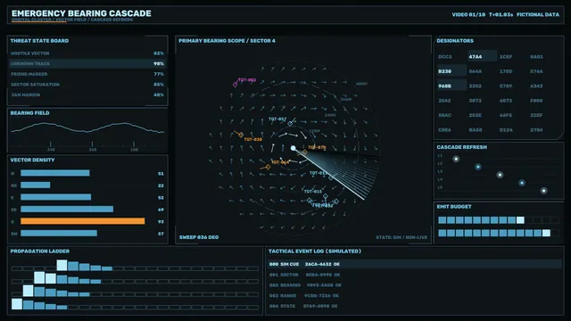 Futuristic Bearing Scope with Vector Cascade — technical interface wallpaper at 3840x2160