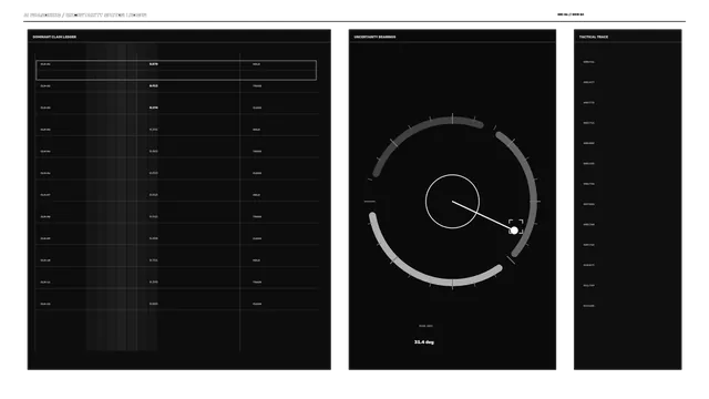 Monochrome uncertainty sector interface — interface wallpaper at 3840x2160