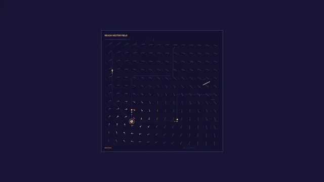 Amber vectors across a midnight field — vector field wallpaper at 3840x2160