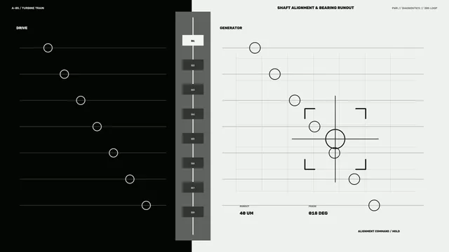 Monochrome turbine alignment diagnostic diagram — turbine wallpaper at 3840x2160