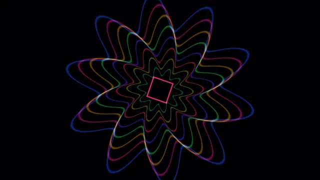 Neon contour flower around a tilted square — neon wallpaper at 3840x2160
