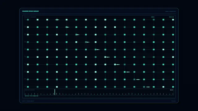 Teal Sonar Grid with Sequential Signal Marks — sonar wallpaper at 3840x2160