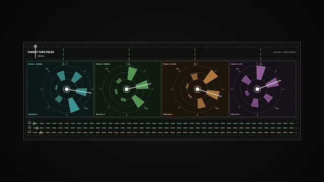 Four colored polar diagrams on a dark field — polar diagram wallpaper at 3840x2160