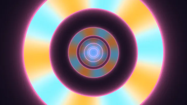 Concentric neon rings in cyan, gold and violet — concentric rings wallpaper at 3840x2160