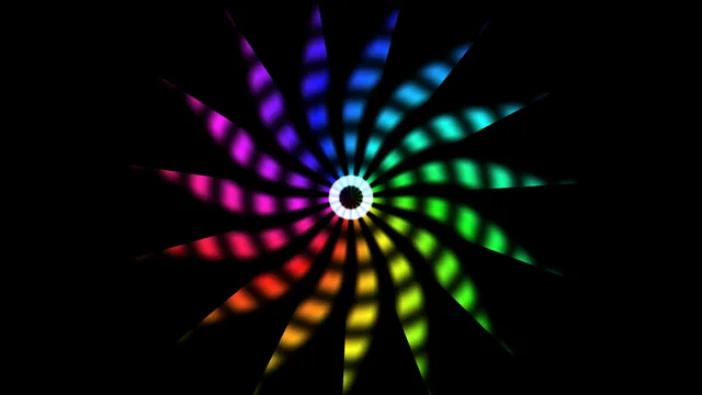 Chromatic radial light wheel on black — radial light wallpaper at 3840x2160