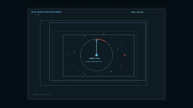 Stepped polar burn clock in blue and orange — polar clock wallpaper at 3840x2160