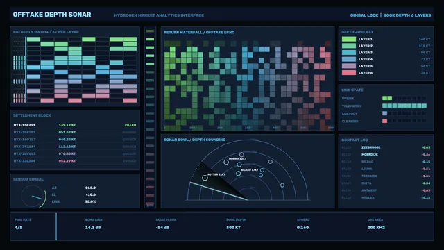 Hydrogen market sonar interface in deep blue — sonar interface wallpaper at 3840x2160