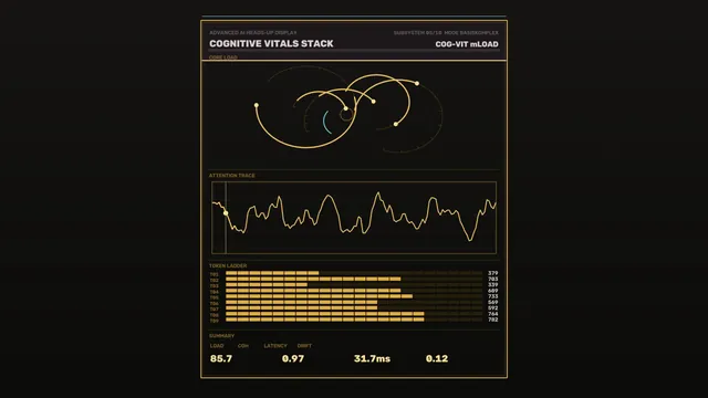 Cognitive vitals dashboard in amber and black — data dashboard wallpaper at 3840x2160