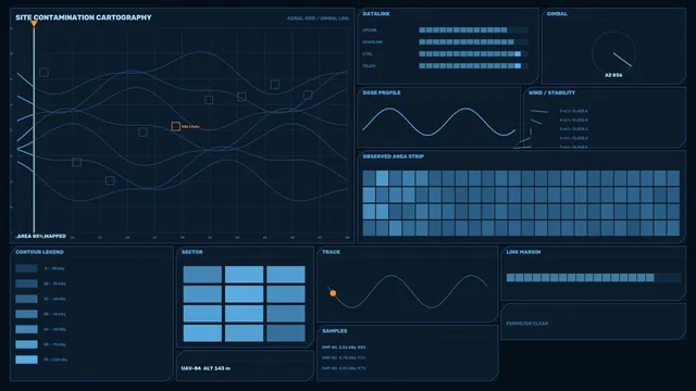 Blue Cartography Interface with Grid and Waveforms — cartography interface wallpaper at 3840x2160