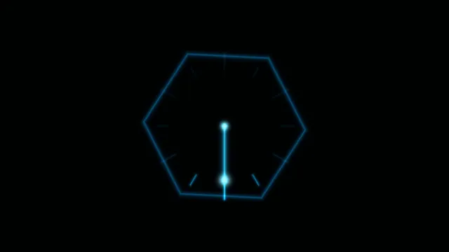 Blue luminous hexagonal clock on black — clock wallpaper at 3840x2160
