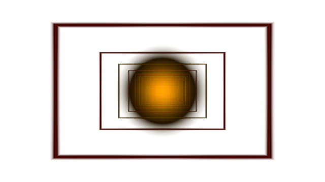 Red geometric frames around a golden glow — geometric wallpaper at 3840x2160