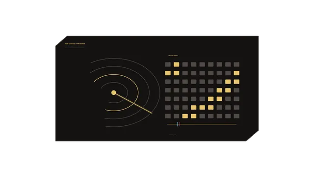 Orbital diagram with amber signal grid — orbital diagram wallpaper at 3840x2160