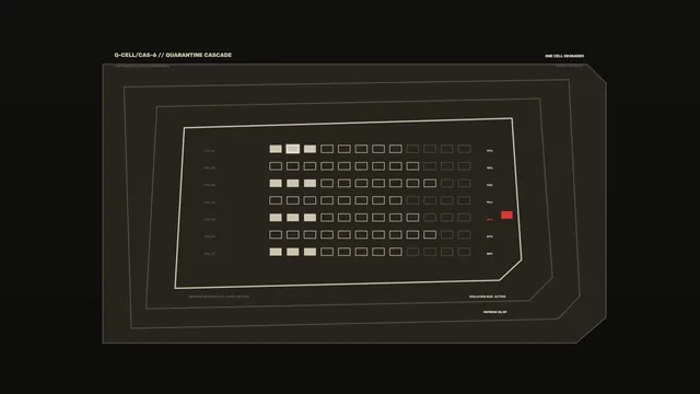 Quarantine cascade geometric status dashboard — status dashboard wallpaper at 3840x2160