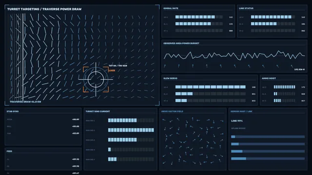 Blue Tactical Telemetry Interface with Vector Fields — tactical interface wallpaper at 3840x2160