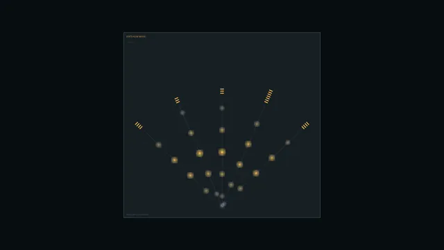 Amber signal branches on a dark field — abstract wallpaper at 3840x2160