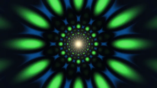 Emerald radial light tunnel in blue space — radial pattern wallpaper at 3840x2160