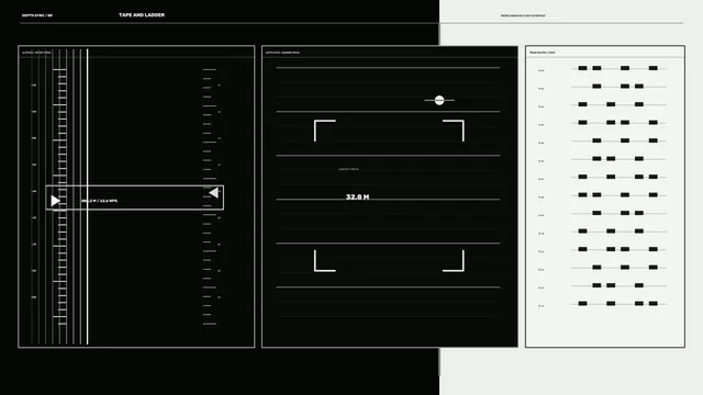Monochrome depth chart with geometric interface panels — monochrome wallpaper at 3840x2160