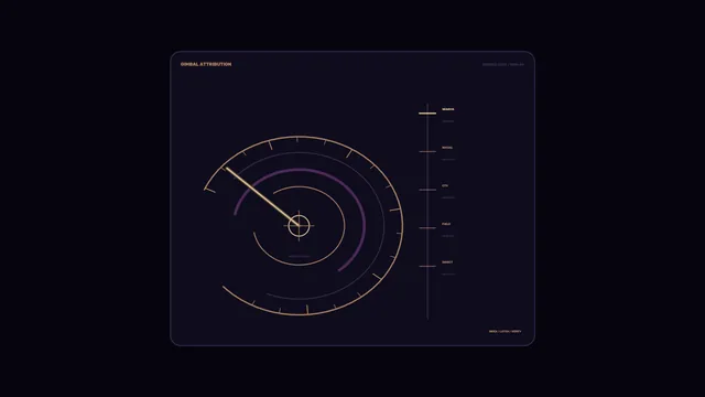 Concentric gimbal interface in violet and gold — gimbal interface wallpaper at 3840x2160