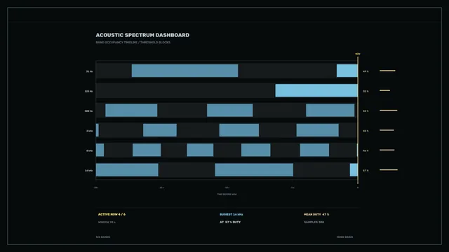 Acoustic Spectrum Dashboard in Blue and Gold — acoustic spectrum wallpaper at 3840x2160
