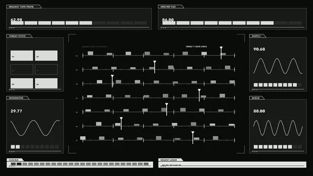 Monochrome tactical grid with signal traces — tactical interface wallpaper at 3840x2160