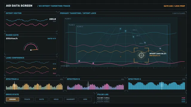 Neon targeting interface with layered signal diagrams — targeting interface wallpaper at 3840x2160