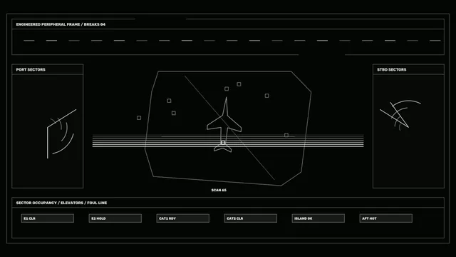 Monochrome aircraft sector diagram with radar arcs — aircraft diagram wallpaper at 3840x2160